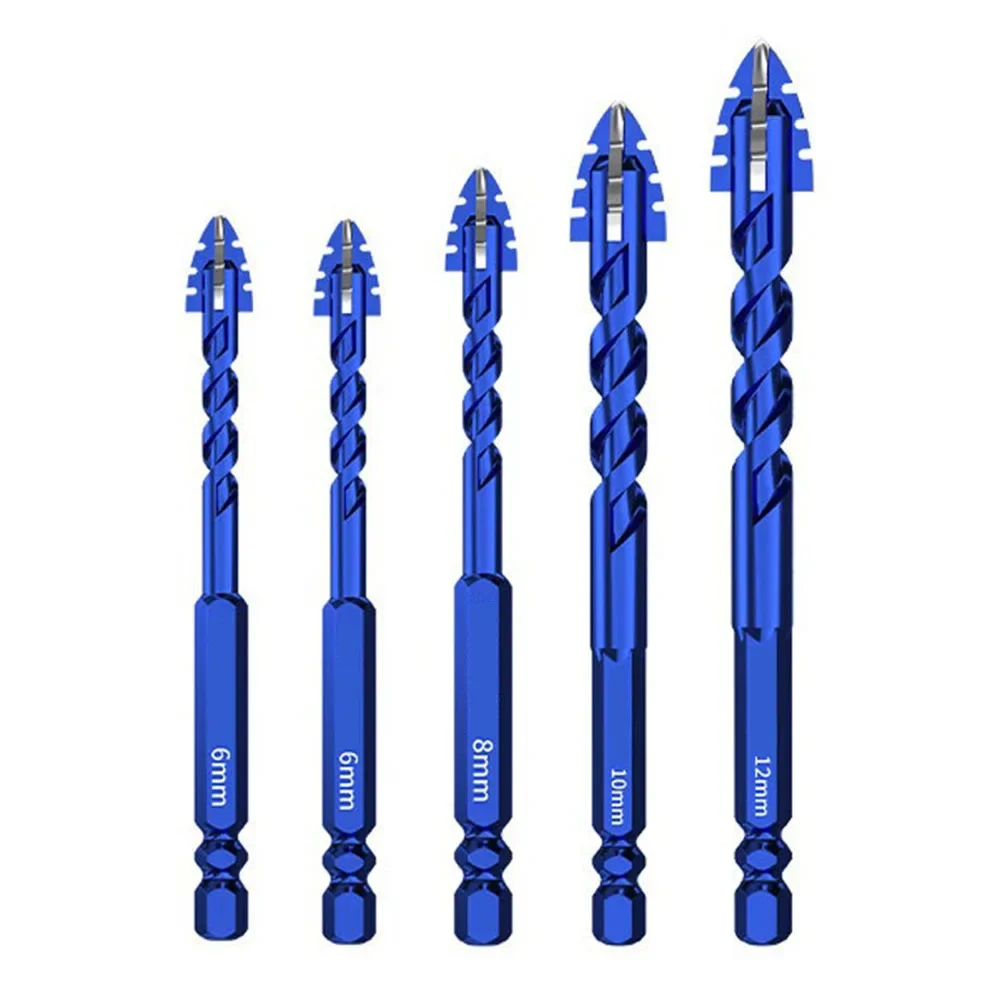 

5pcs Four-Flute Eccentric Drill Bit Drilling Glass Tile Punching Triangle Drill Bit For Glass Ceramic Concrete Brick Metal Drill