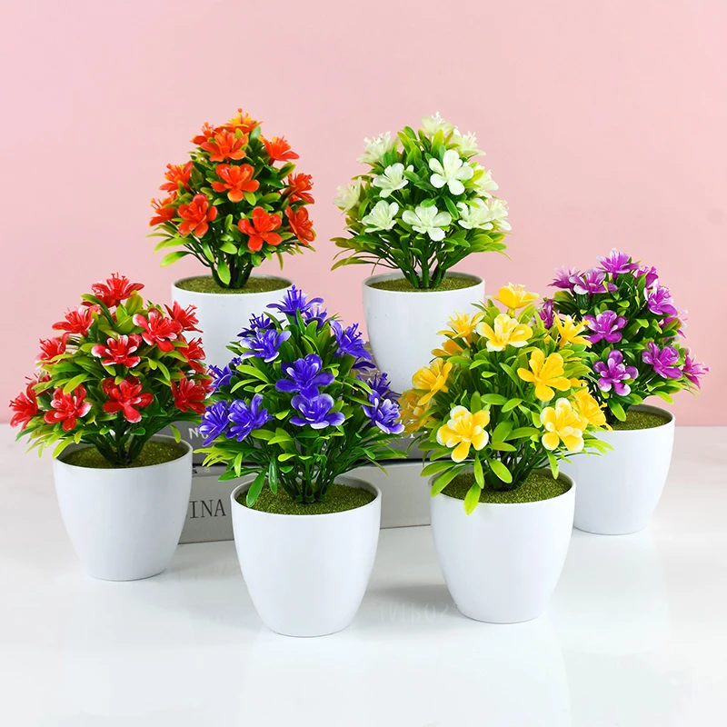 Künstliche Topfpflanze, kleiner Bonsai-Blumen-Topf für Heimdekoration, simulierter Baum, Ornamente, Hochzeit, Hotel, Tischdekoration, Pflanzen