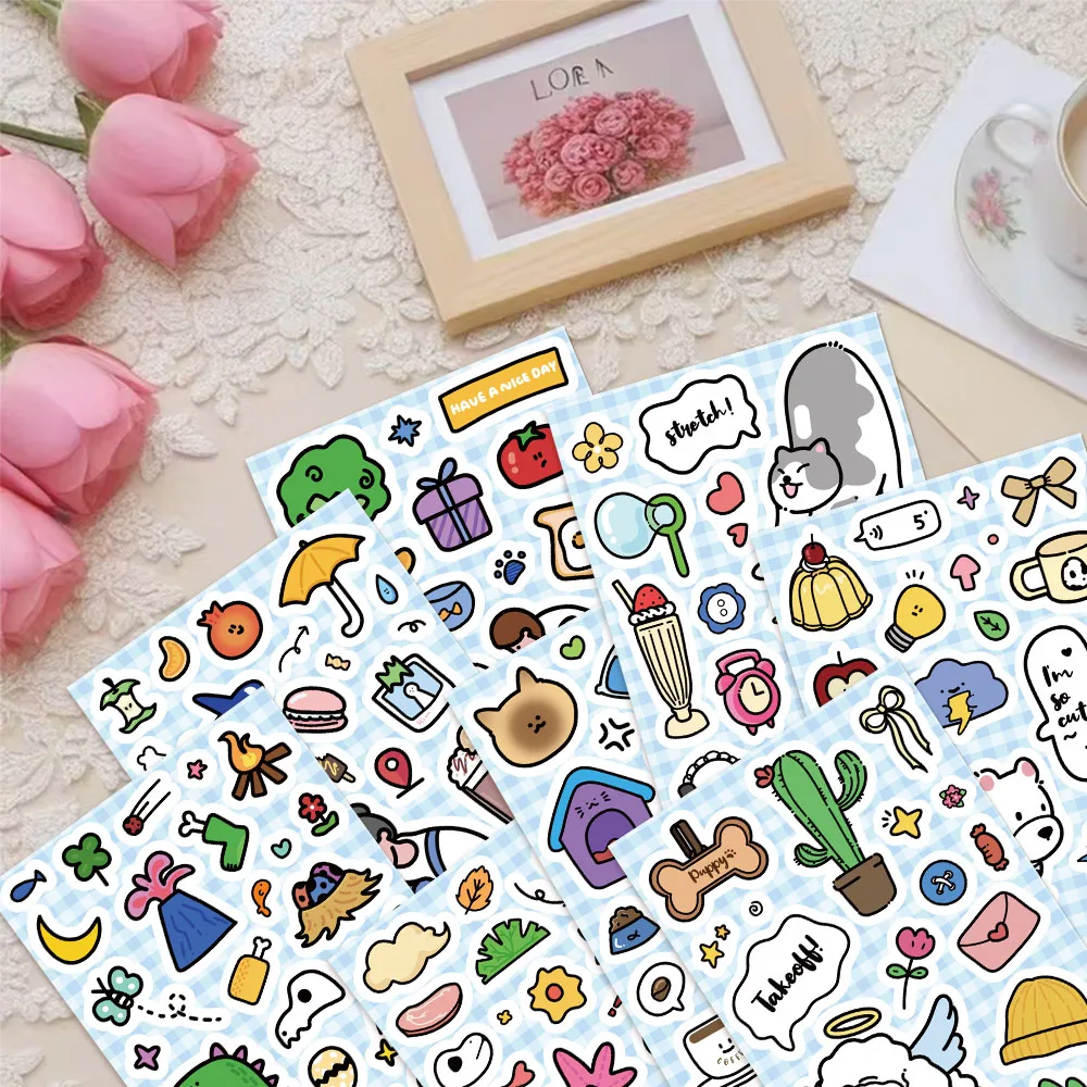 8 قطع لطيف الحيوانات الأليفة متعة السوق الكرتون متعة الحيوان ملصقات DIY حالة الهاتف المحمول كوب ماء لعبة دراجة نارية ملصقات