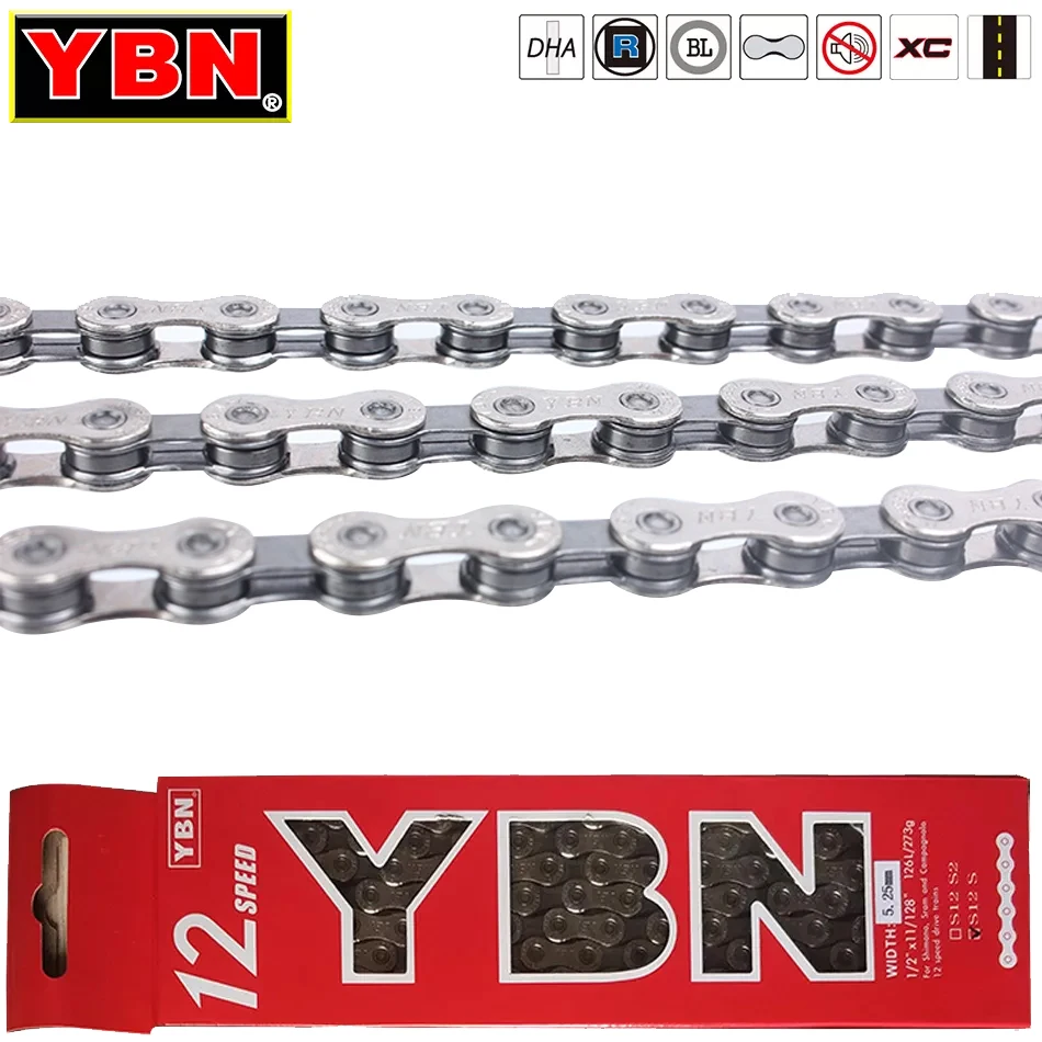 

YBN-Silver Hollow Bicycle Chain, Mountain Road Bike Chains, 11 Speed, 116 Links, S11S with missinglink for M7000 XT, MTB