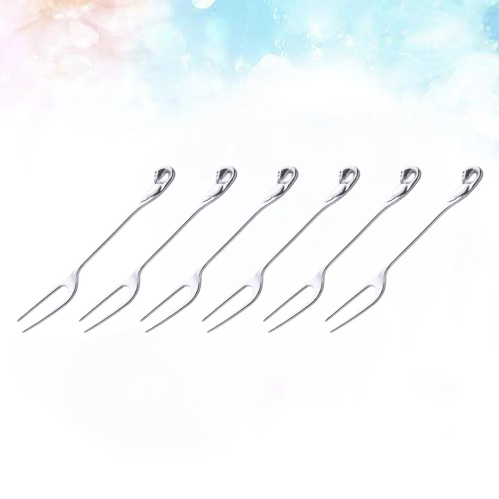 12PCS Stainless Steel Fruit Fork Creative Swan Head Fruit Salad Picks for Hotel KTV Bar Party