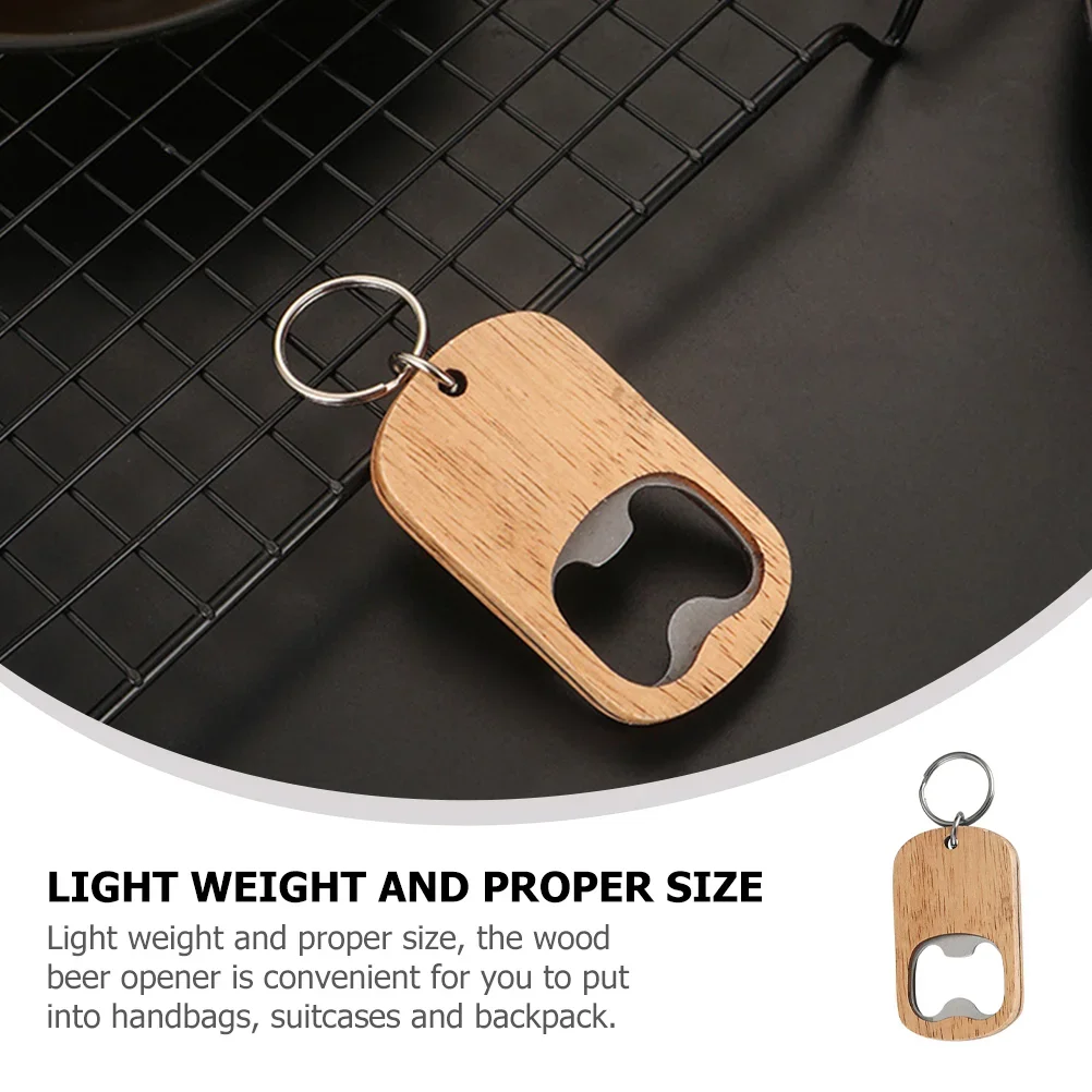 1/2/4 Pcs Accessories Easy Beer Bottle Opener Wooden Handle Bar Kitchen Party Favors Keychain