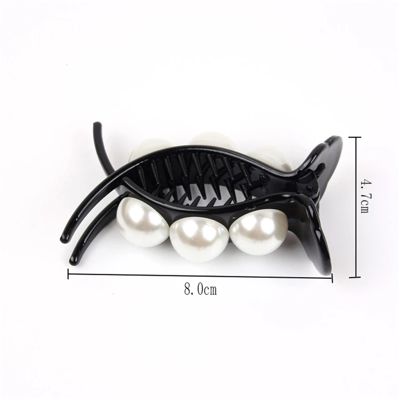 Fashion White Pearl Hair Claw Clip Simple Elegant Acrylic Hairclip for Women Girls Makeup Bath Ponytail Bun Hairpin Aeadwear