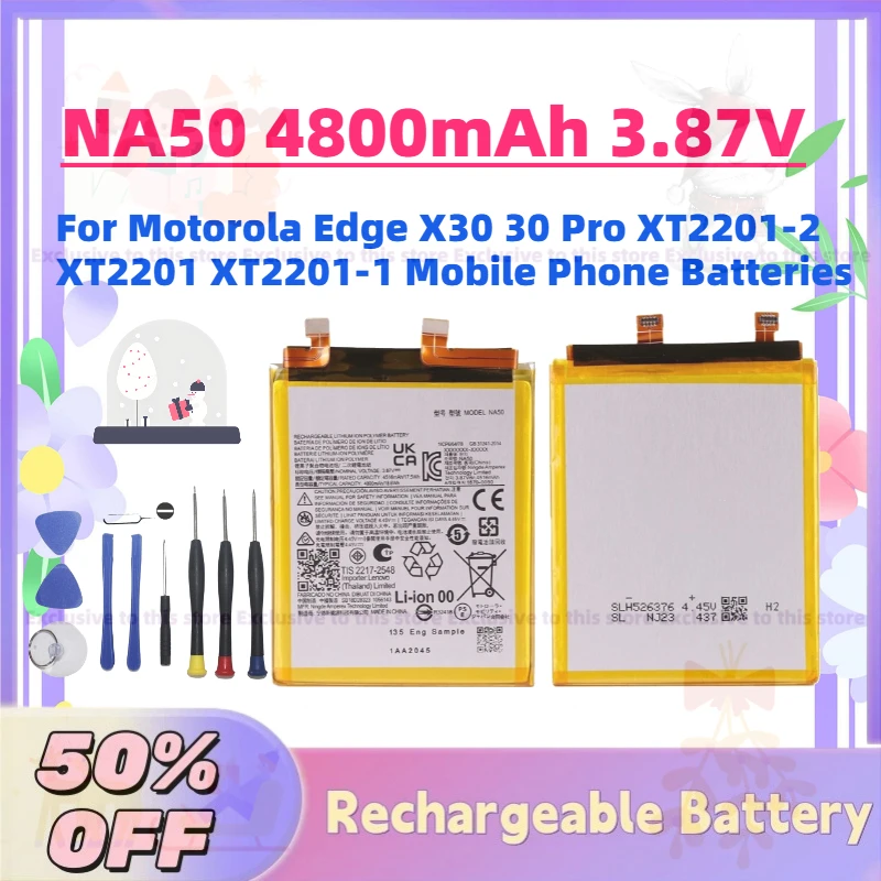 

Durable NA50 4800mAh 3.87V Rechargeable Battery for Motorola Edge X30 30 Pro XT2201-2 XT2201 XT2201-1 Mobile Phone Batteries
