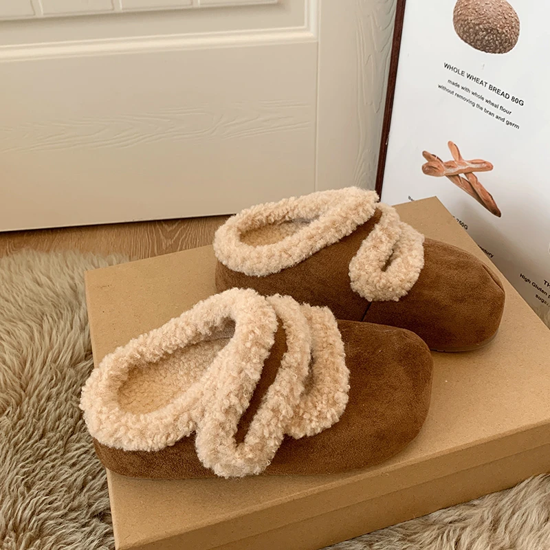 

Зимние теплые женские тапочки, новинка 2025 года, модная повседневная нескользящая универсальная домашняя обувь принцессы на мягкой подошве, сохраняющая тепло, тапочки
