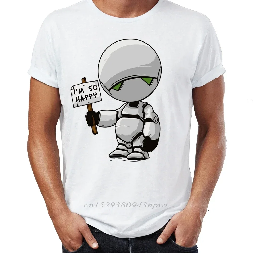 Men's T Shirt Marvin The Paranoid Android Hitchhiker's Guide To The Galaxy Funny Artsy Awesome Artwork Printed Tee