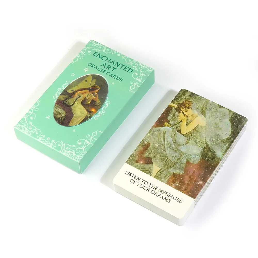 النسخة الإنجليزية بطاقات أوراكل الفن ، الريش والقلب سطح السفينة ، طبعة العرافة ، ألعاب بوراد