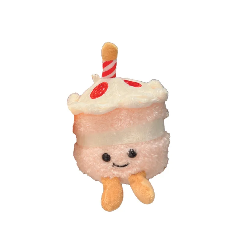Poupée en peluche gâteau aux fraises, jouet en peluche, pendentif clé d'anniversaire, décoration de fête, sac à dos, cadeau pour enfants, nouvelle collection