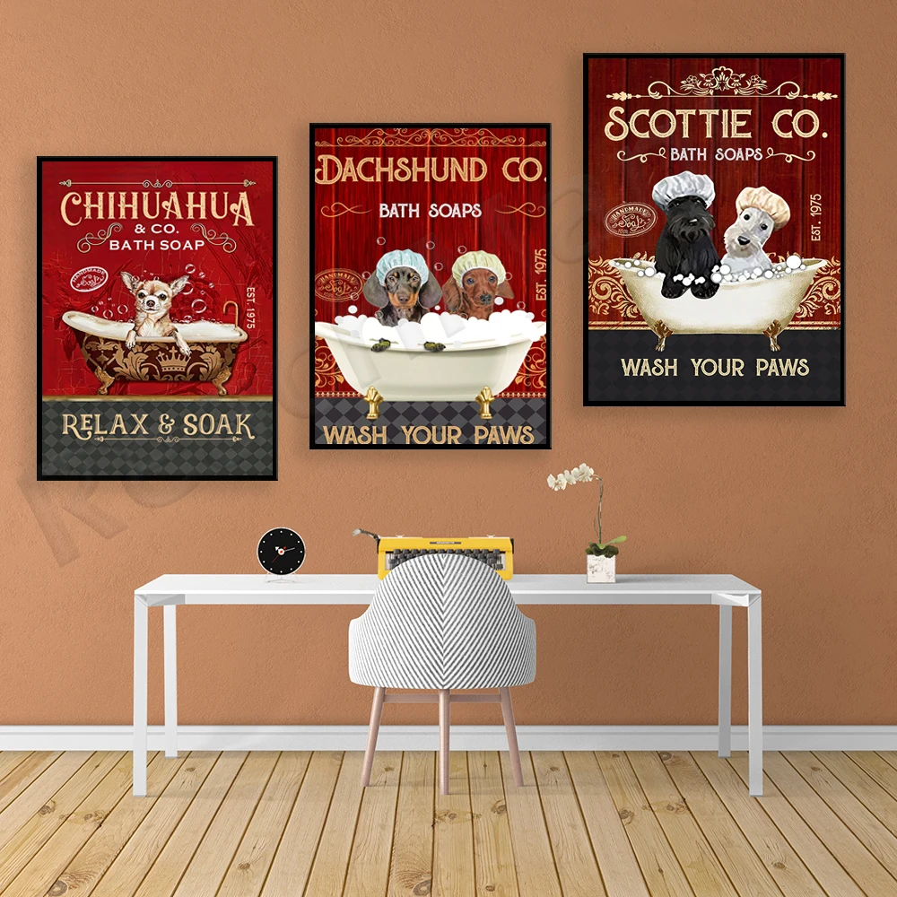 Scottish Terrier & Co. Bath Soap Your Paws, Dachshunds Soar Together Bath Soap, Chihuahua Co Bath Soap Est 1975 Relax Soak Poste