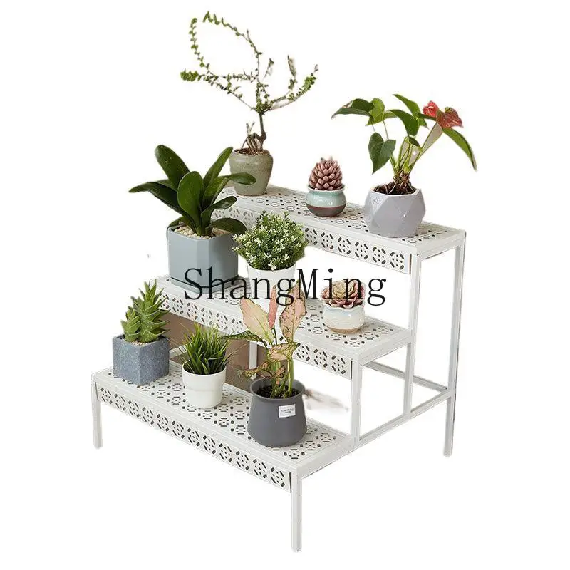 FG piso a piso, patio exterior de varios pisos, soporte para macetas suculentas, soporte para flores, balcón, escalera de hierro