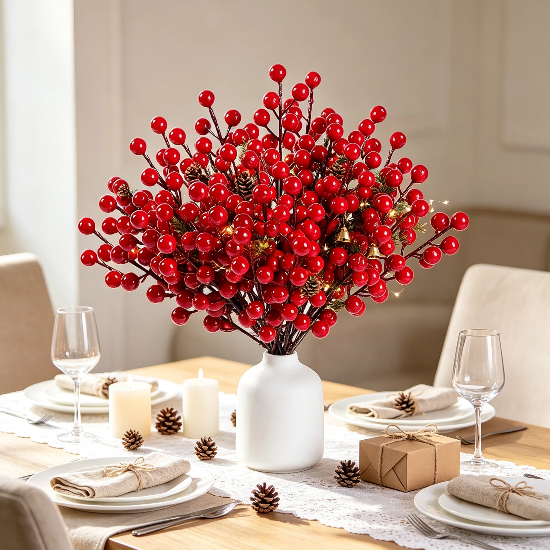 10/30 Pcs Artificial Christmas Plastic Plants Holly Little Red Fruit Home Table Holiday Wreaths Outdoor Wedding Decora DIY Gifts