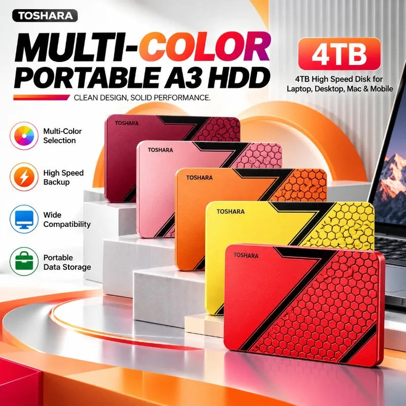 Multi-color selection Portable External Hard Drive 4TB High Speed Disk For Laptop Desktop Mac Android Phone Mobile Data Backup