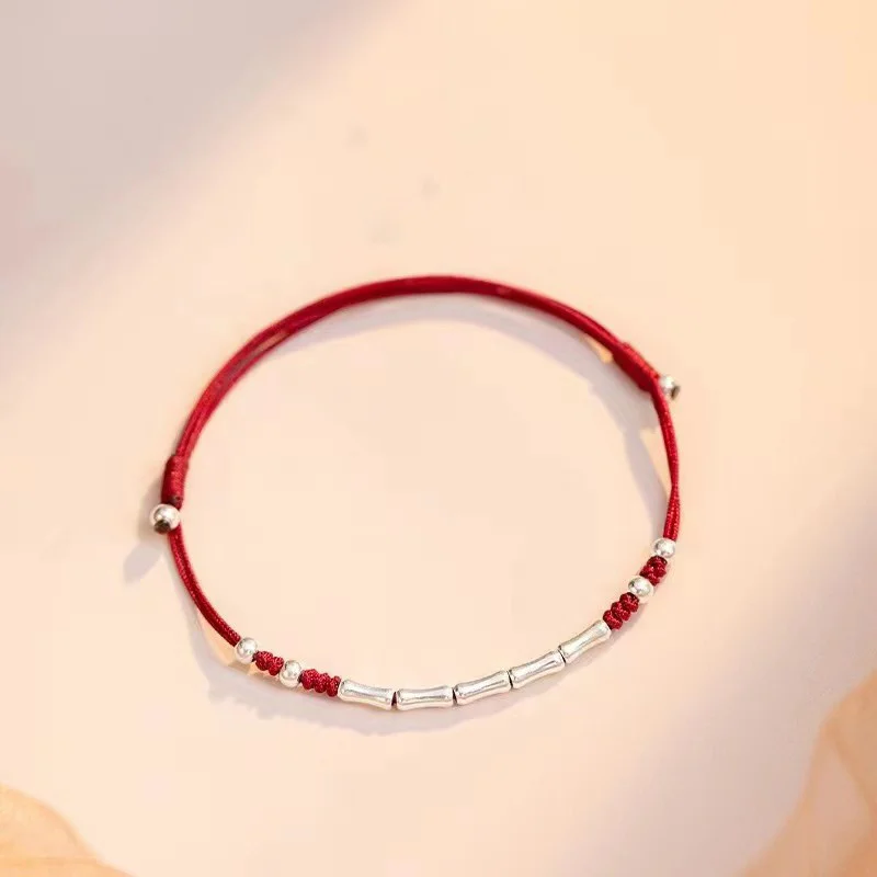 NUEVA OFERTA Pulsera de Hilo Rojo Trenzado a Mano Lucky Bamboo para Parejas, Pulsera Ajustable para Mejores Amigas, Regalos para Enamorados