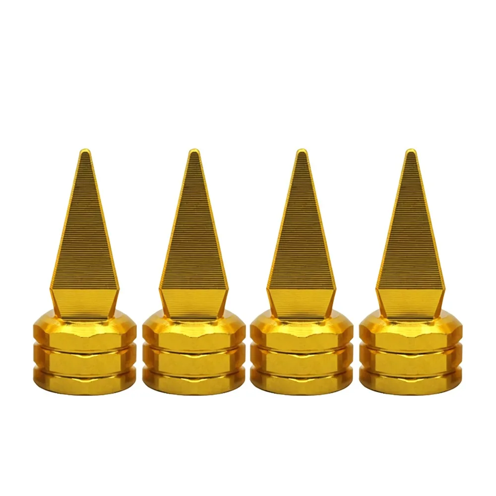 4pcs Personalized Car Modification Sharp Pointed Valve Aluminium Alloy Universal Air Dust Cap Auto Wheel Cap 10 Colors