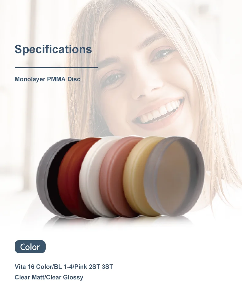 Lodden Dental PMMA Monolayer 98 mm für Dentallabormaterial Preshade Monochrome Harzscheibe CAM/CAD VITA 16 Farben Zahnarztmaterialien – Detail 2