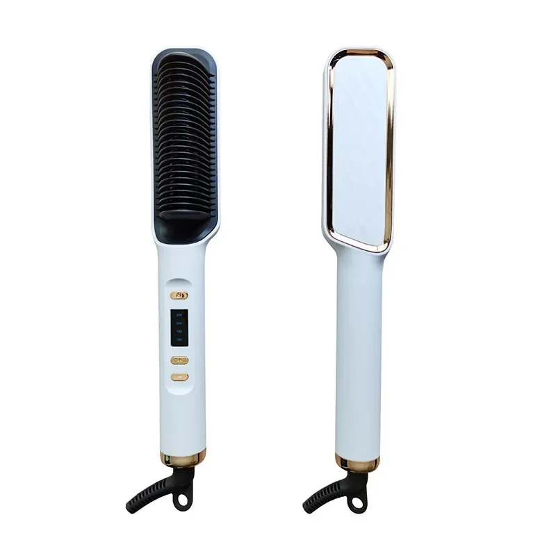 High quality   LCD Hair Straightener Comb Does Not Hurt Ha ir Straight Hair Curly Hai r Dual-purpose Lazy Styling Comb H air Str view 2