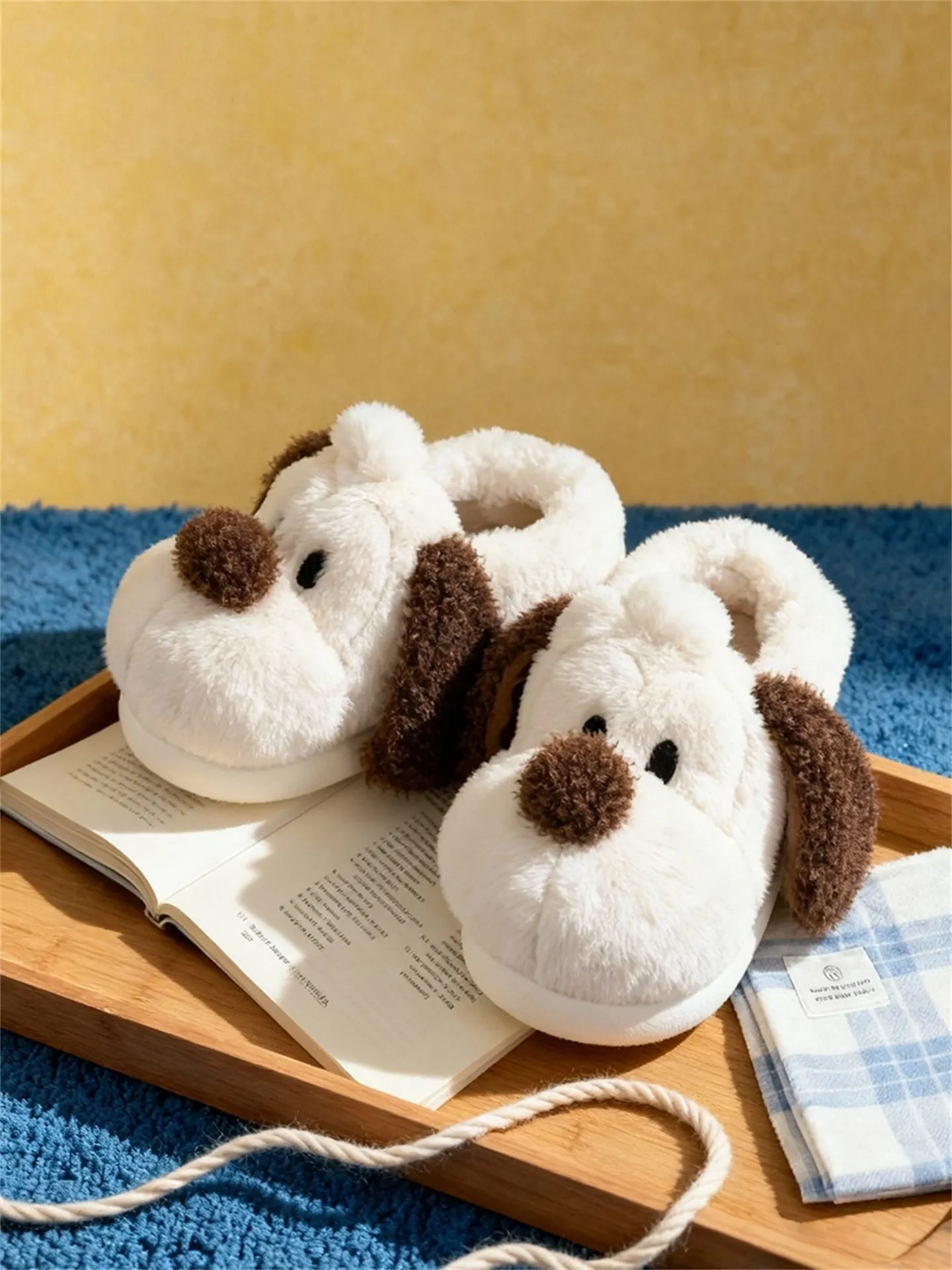 

Веселые хлопковые тапочки для собак на зиму, утепленные, нескользящие, домашние женские тапочки для пар