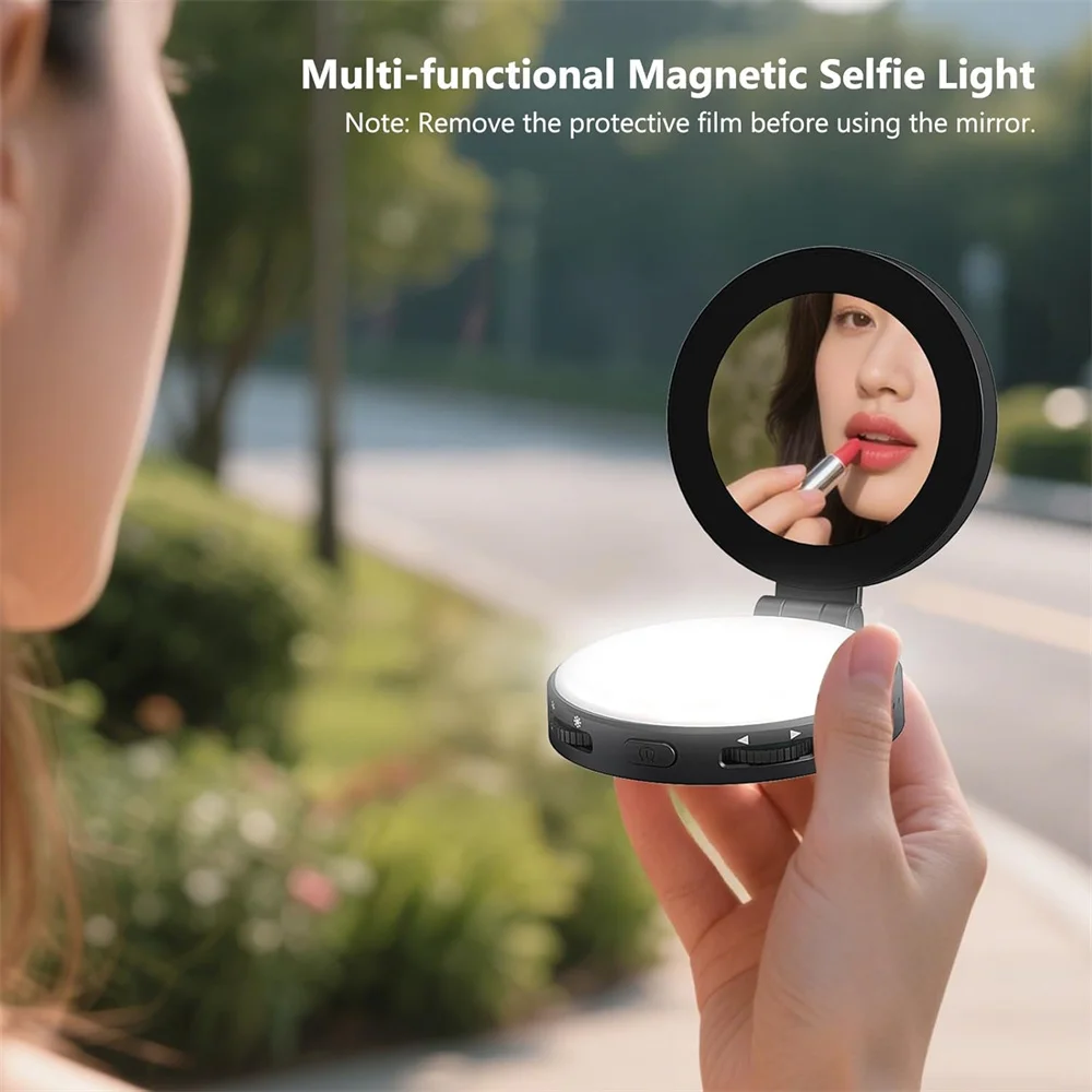 

VRIG Magnetic MagSafe Selfie Light with Mirror Makeup Phone Light 3-Color Temperatures for iPhone 17-12 Video Recording Selfies
