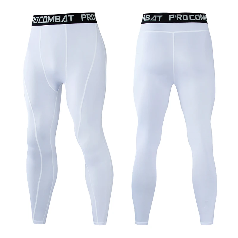 Leggings de compressão Fitness Bottoms Men's Running Tights Leggings Basquete Branco Inverno Sports Base Layer Quente Segunda Pele