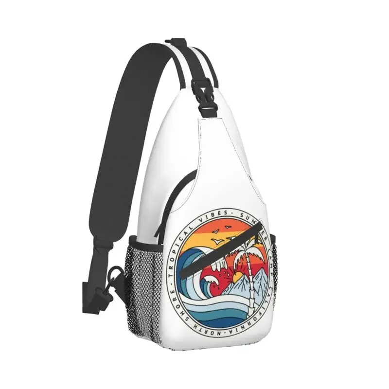 Fashion California Beach Surfing Sling Bag for Travel Hiking Men Summer Surfer Crossbody Chest Backpack Shoulder Daypack