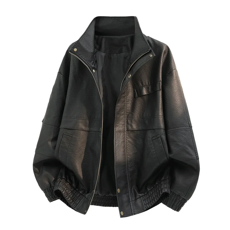 2029 American-Style Retro Leather Jacket for Men, Autumn Boyfriend-Style Versatile Leather Coat, Motorcycle-Style Suit
