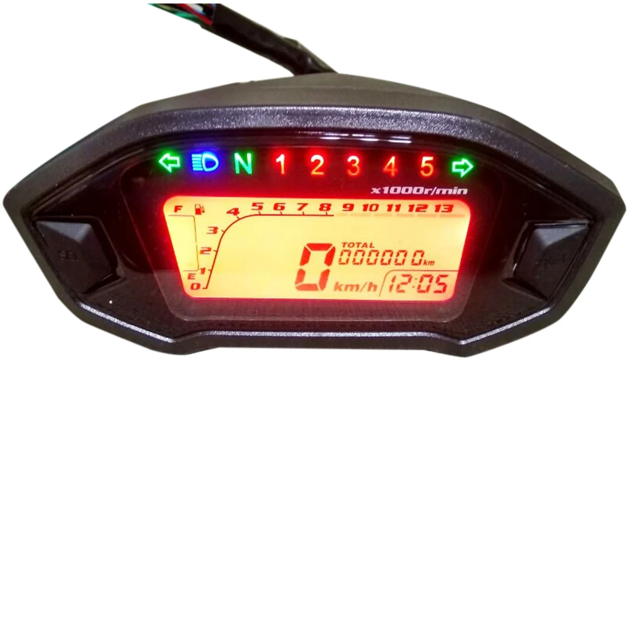 

LCD Universal Motorcycle Speedometer Gauge Odometer 5 Gear 7 Backlight 13000 RPM 199 KMH MPH Motorcycle