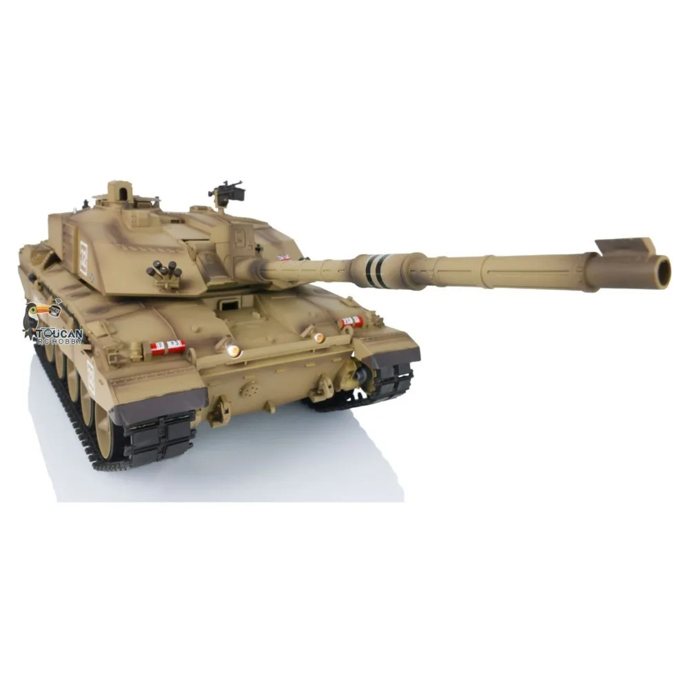 Heng Long 1/16 Escala 7.0 Plástico RC Tanque Challenger II RTR Modelo 2.4G 3908 Pintado em Amarelo Caixa de velocidades Rodas Unidade de Fumar Panzer