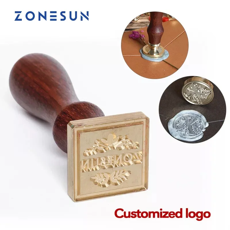 ZONESUN Custom Seal Stamp With Wood Handle for Gift Packing Letter Envelopes Parcels DIY Wedding Invitations