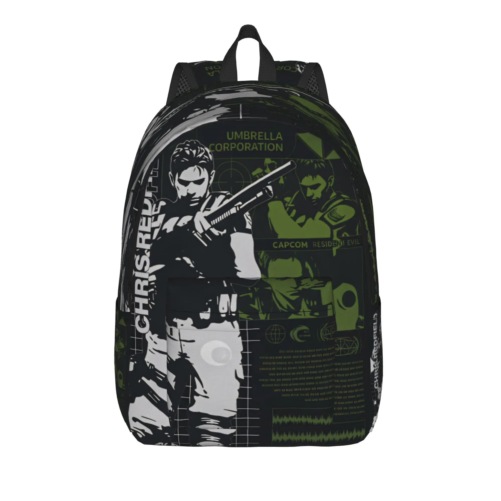 Chris Redfield Resident Evil Backpack  Male Polyester Cycling Backpacks Pattern Kawaii School Bags Rucksack