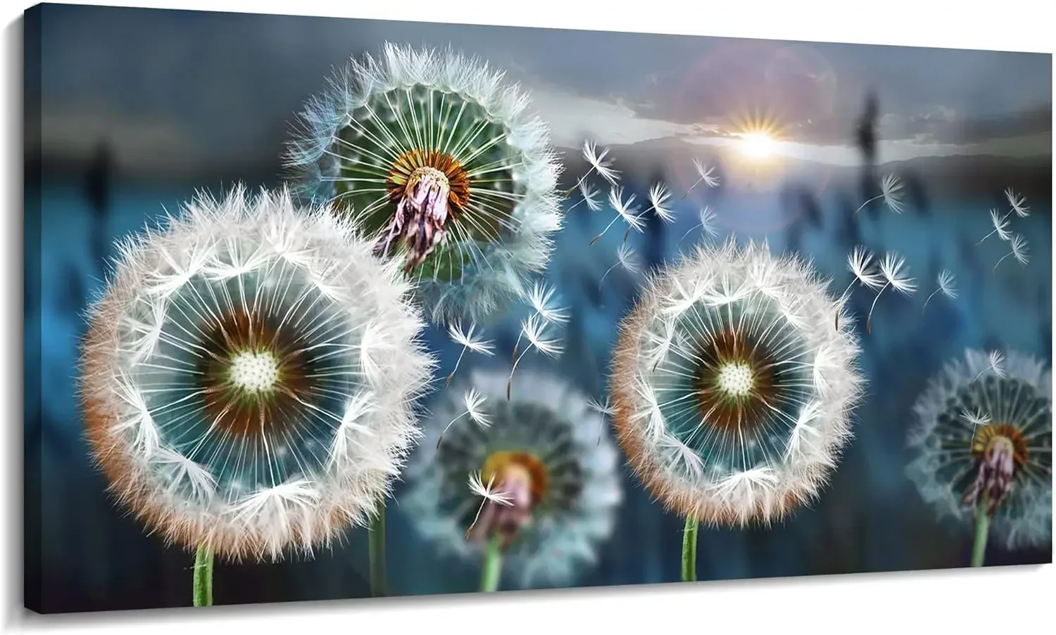 

Decor for Living Room Abstract White Dandelion Landscape Prints Artwork ModernFramed Wall Art for Bedroom Office HomeDecorations