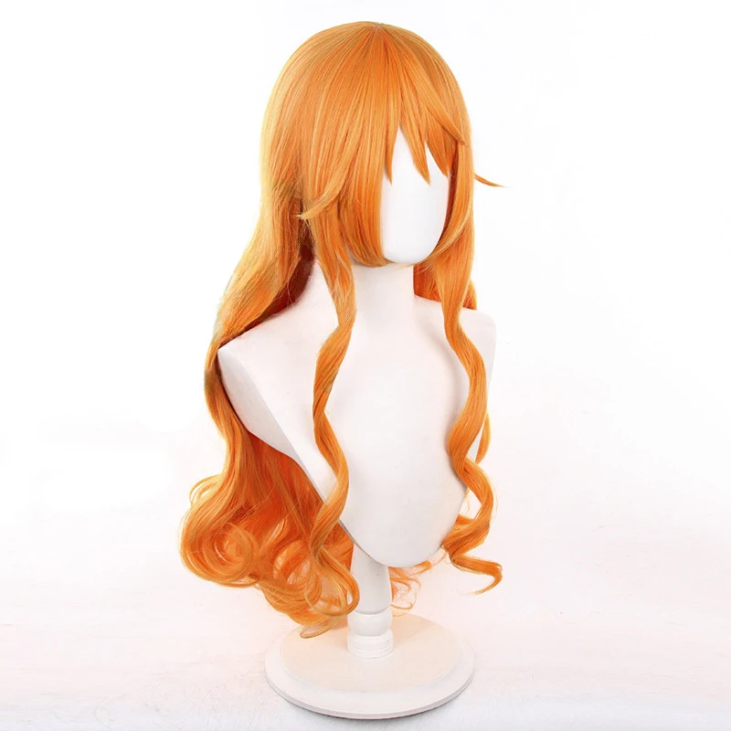 Nami Cosplay Pruik Anime Oranje lang Krullend Haaraccessoires Hoge Temperatuur Draadhaar Voor Vrouwen