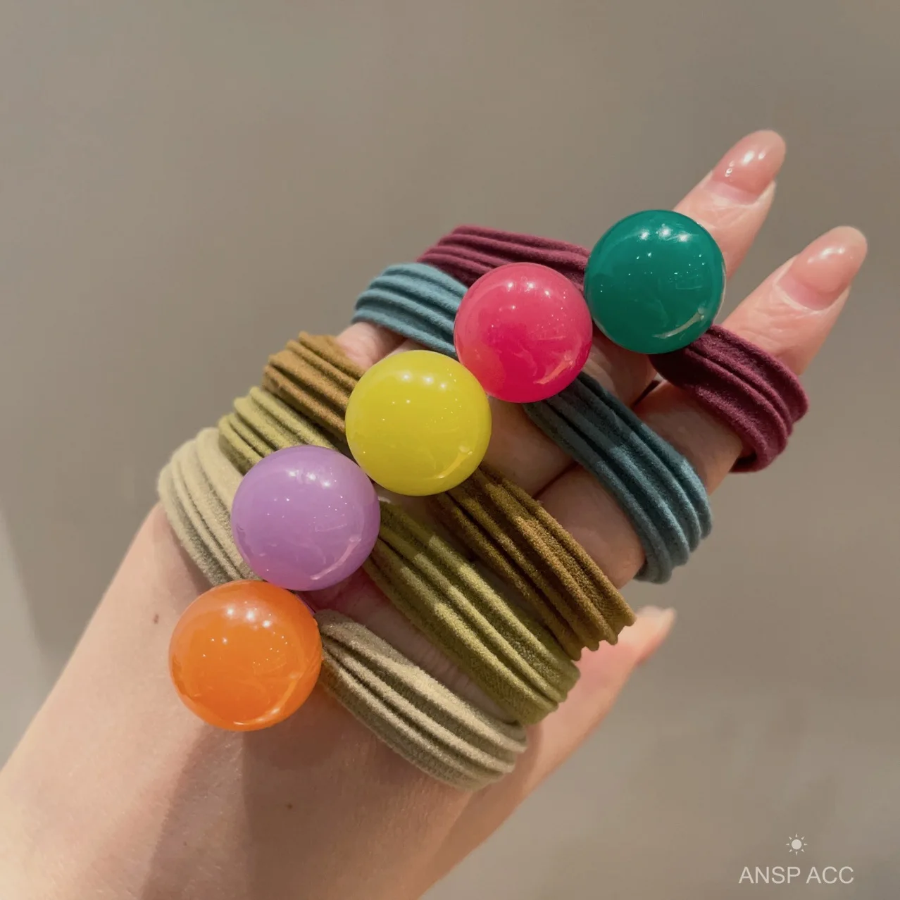 Cute Colorful Ball Hair Ropes for Girls Korean Children Daily Use Geometric Ball Hair Rings Elastic Hair Bands Kids Rubber Bands