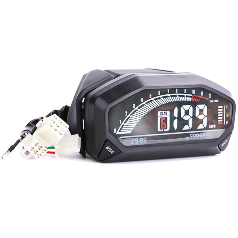 

Motorcycle Universal LCD Meter Speedometer 6-Speed HD Digital Display Odometer Tachometer with Sensor Accessories