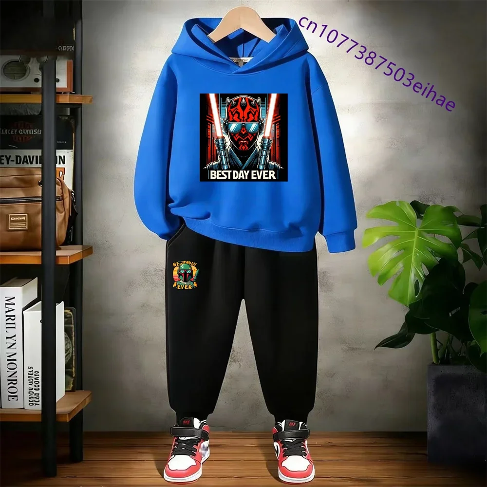 

Новый детский комплект «Звездные войны» 2026 года – для детей 3-14 лет – теплая толстовка с капюшоном из чистого хлопка – комплект спортивных штанов в ретро-стиле