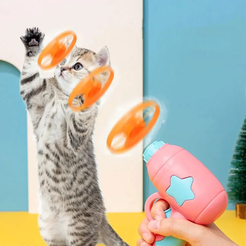 Mini-Flugscheiben-Wurfgerät für Katzen – Interaktives Spielzeug für Kätzchen, Jagd- und Trainingsspaß, Haustierzubehör für die tägliche Unterhaltung – Detail 4