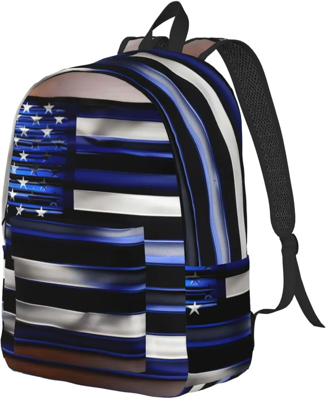 American Thin Blue Line Flag Print Stylish Canvas Backpack,Travel Backpack With Pockets,For Hiking And Daily Use