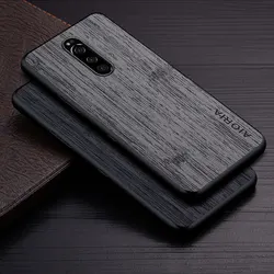 Case for Sony Xperia 1 XZ4 funda bamboo wood pattern Leather skin phone cover Luxury coque for sony xperia 1 case capa