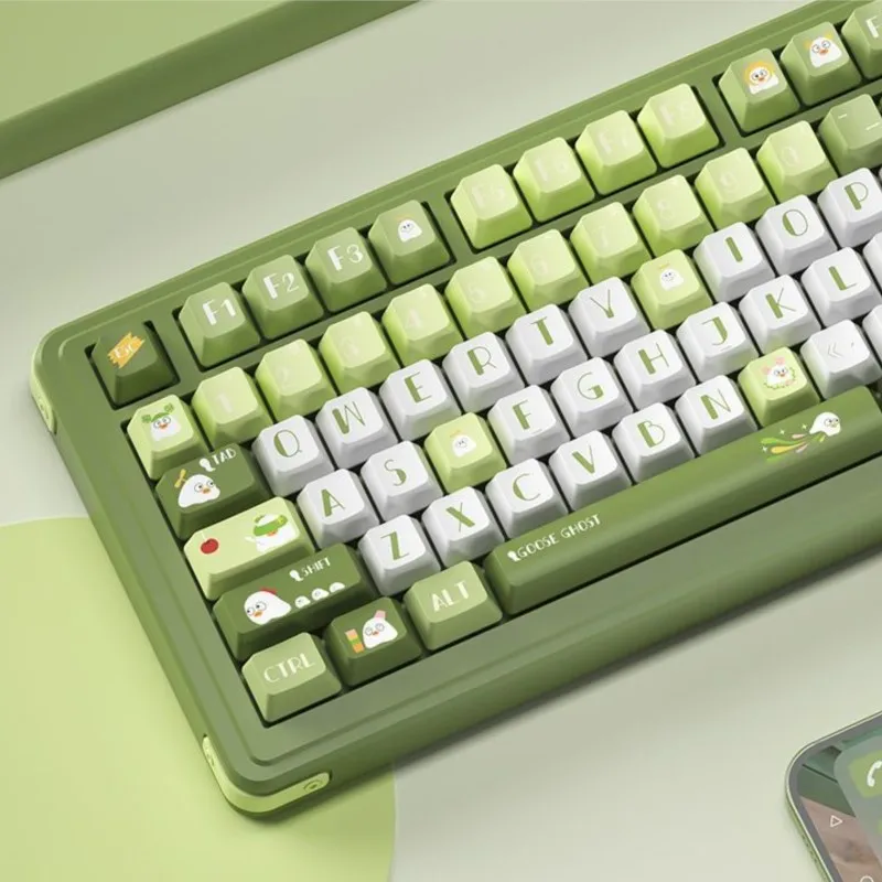 131 Keys Big Goose Theme Mechanical Keyboard Green Cute Keycap 108 Key Office Girl High Appearance Keyboard Computer Accessories