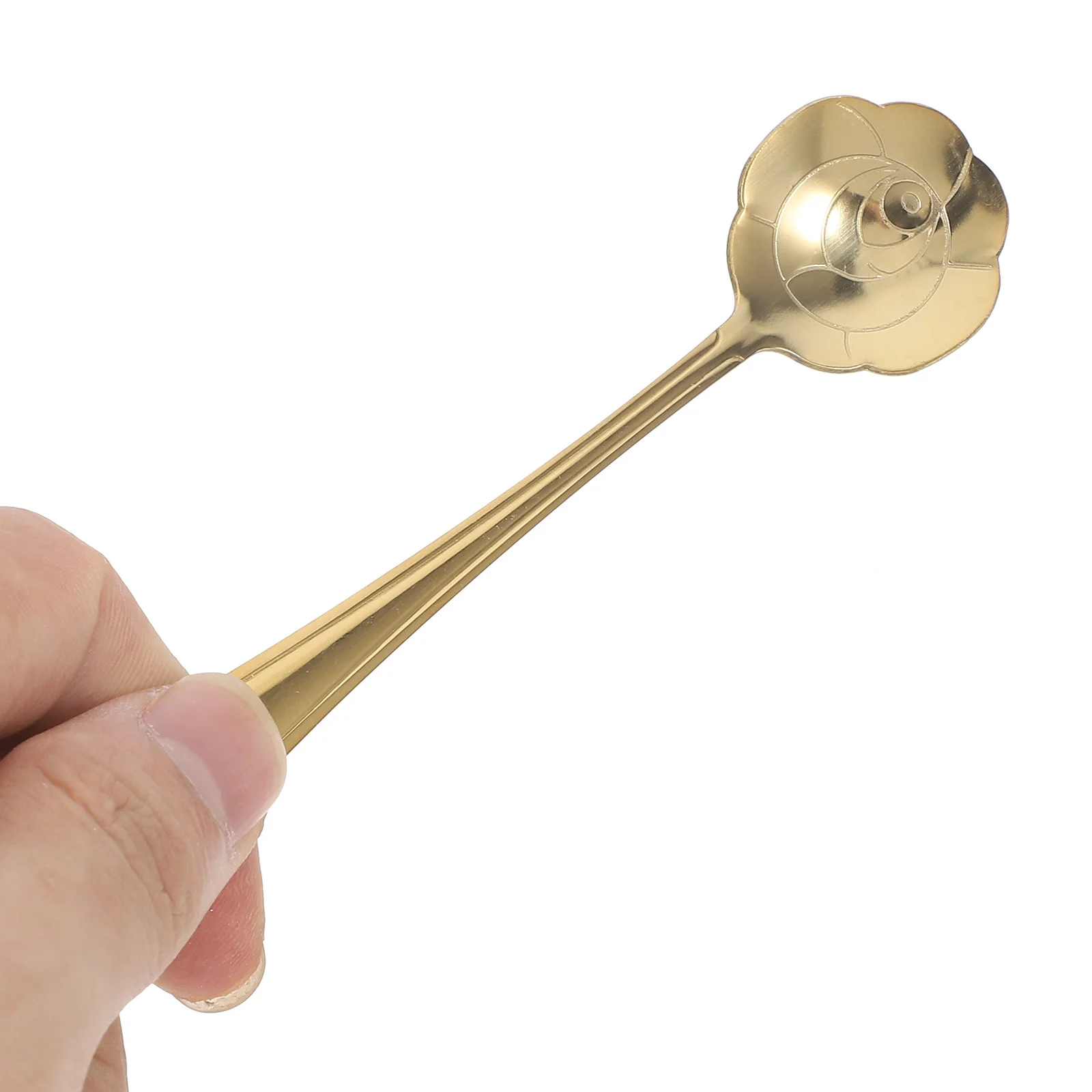 

3 Pcs Golden Stainless Steel Rose Design Spoons for Desserts Honey Coffee Small Portable Practical Lightweight Gift Set