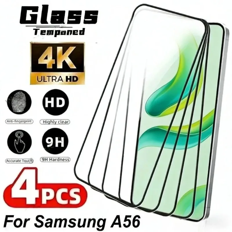 4 Stück Vollständiger Displayschutz für Samsung Galaxy A56 A55 A36 A25 A17 A13 Gehärtetes Glas für Samsung A07 A15 A26 A35 A53 A73