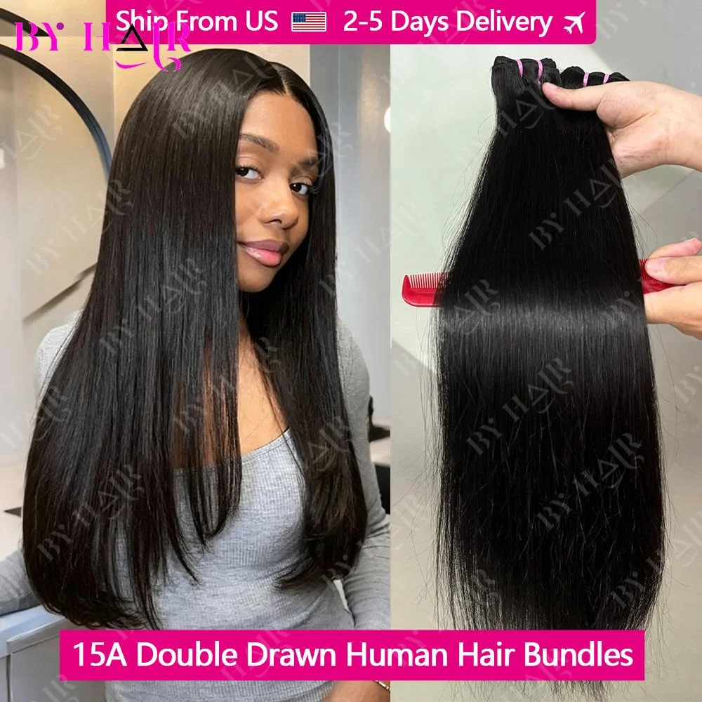 BY Hair 15A Double Drawn Human Hair Bundles Vietnamese Raw Hair Bundles 100% Human Hair Straight Human Hair Bundles Unprocessed Hair Extensions Raw Human Hair Bundles