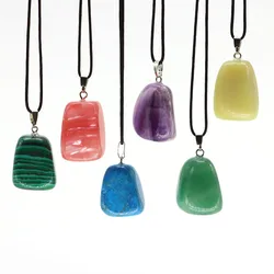 Natural Crystal Irregular Tumbled Stone Jewelry Rose Quartz Green Aventurine Reiki Healing Pendants Necklace Mineral Guard Gifts