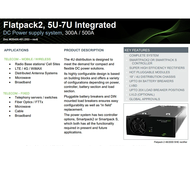 ELTEK FP2 48V 24KW Rectifier Flatpack2 48/2000 SHE 5U-7U Integrated Telecom Power Supply System (CTO20405.nnn)