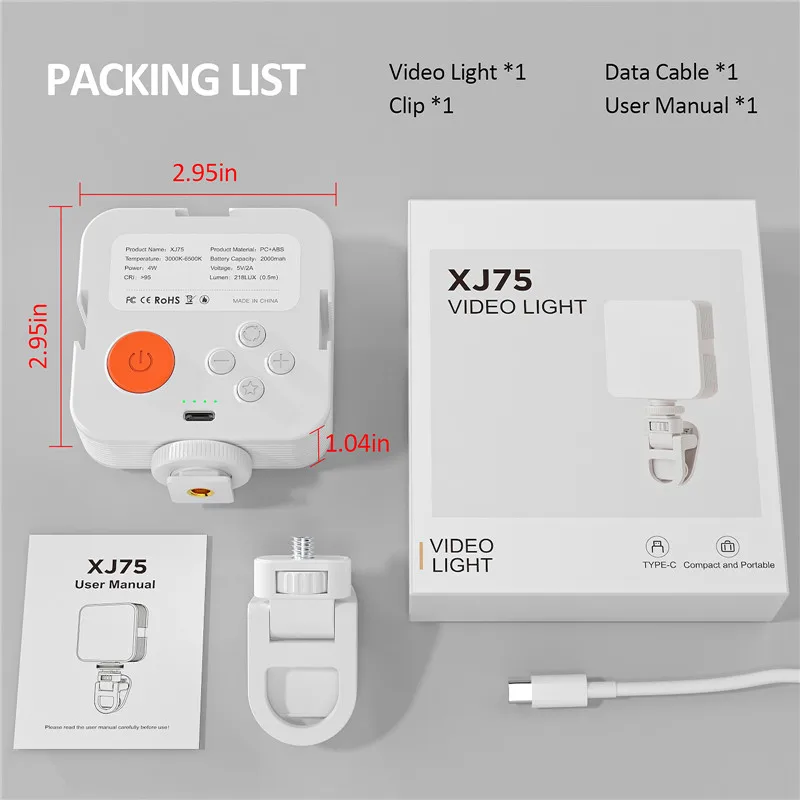 Luz de Selfie para teléfono iPhone, Clip de luz de cámara, 2000mAh, LED portátil, perfecto para fotos, grabación de vídeo, Zoom, regalos Tiktok