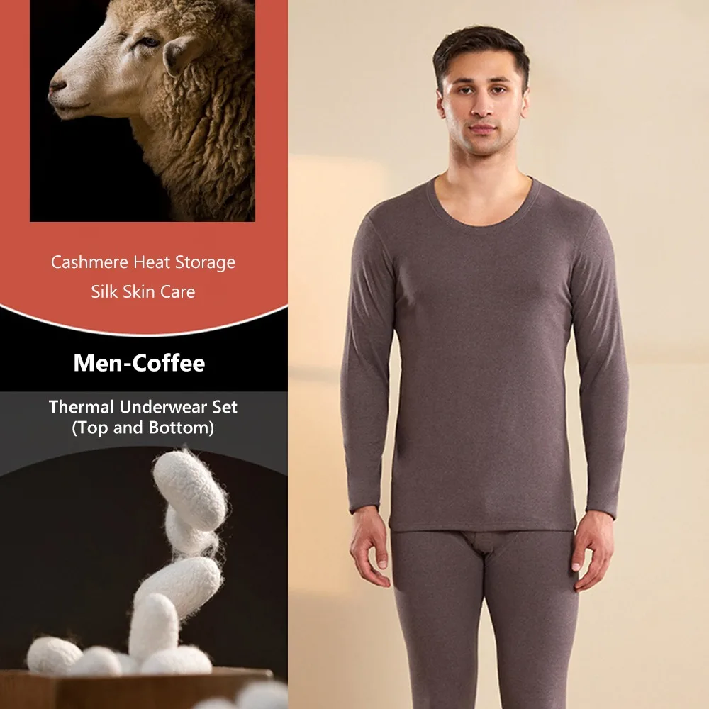 

Fashion Fleece Lined Men's Thermal Underwear Set Cold Weather Base Layer Warm Long Johns for Men Winter Ski Top and Bottom Set