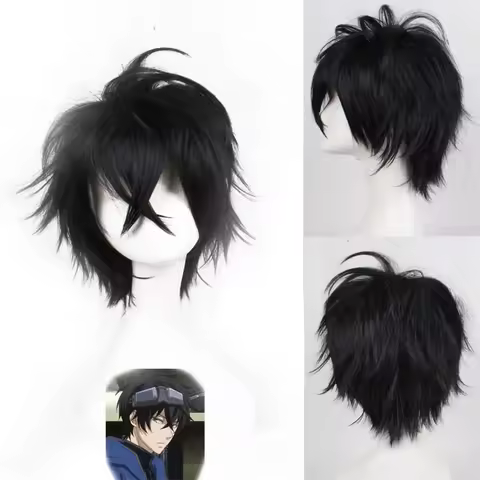 Anime Uchiha Sasuke Cosplay Wig Tilt-up Short Black Heat Resistant Synthetic Hair Anime Cosplay Wigs