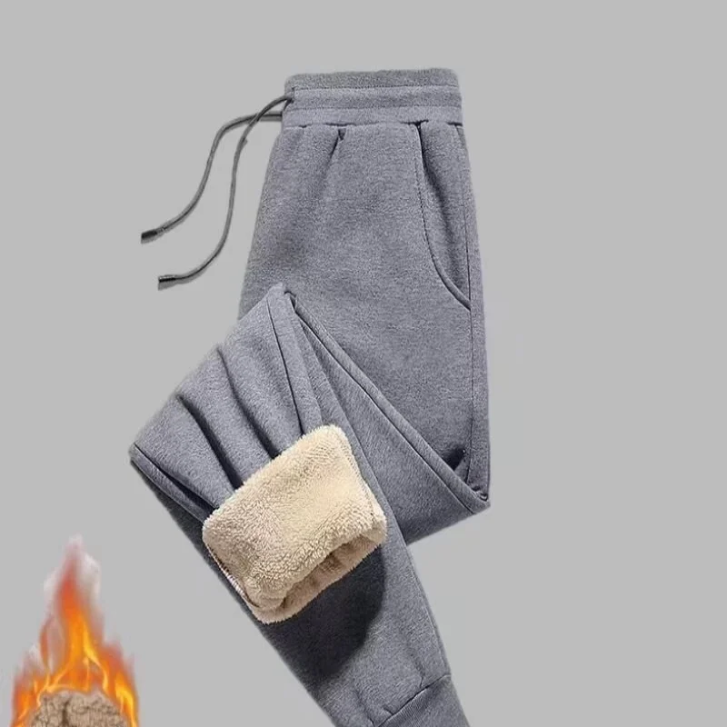 

Autumn and Winter Thick Lamb Fleece Casual Sports Pants for Men, Loose Leg Tight, Warm Cotton Pants for Outer Wear, Bathroom Pan