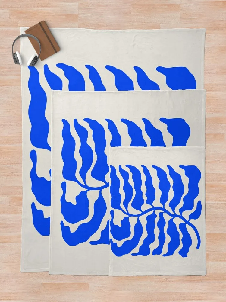 Wild Ferns: Ultramarine Blue Edition Art Print Mid-Century Edition Throw Blanket Nap Blanket Luxury Designer Blanket