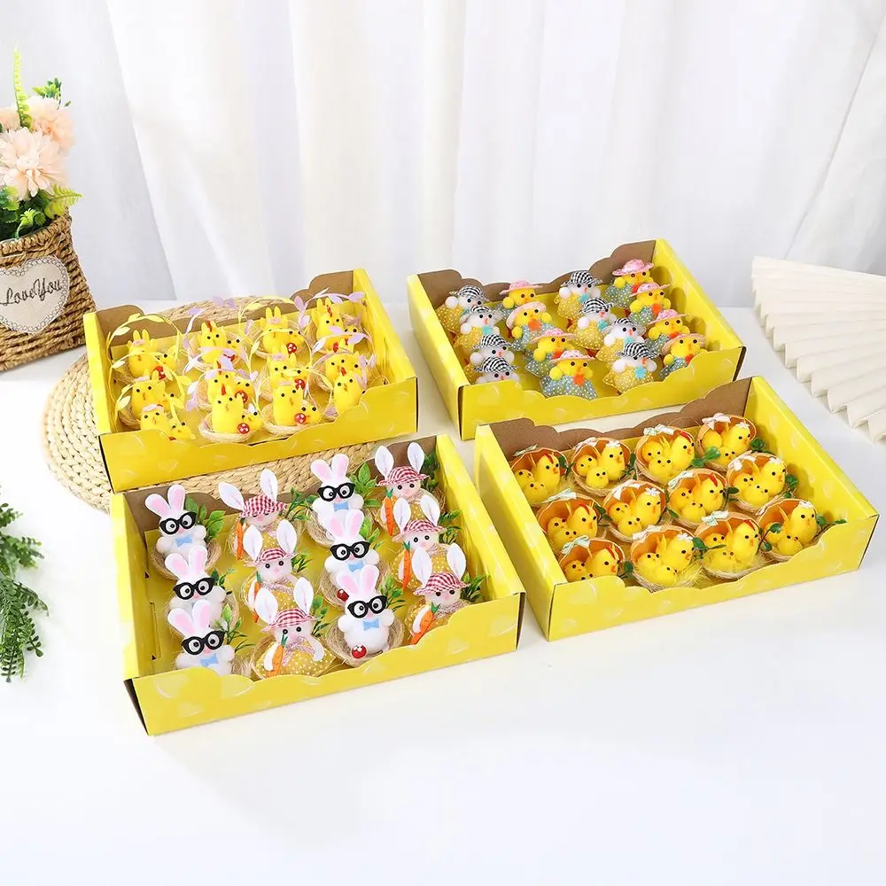 

16Pcs/Set Simulation Easter Yellow Chicks Decoration Snow Man Mini Easter Bunny Ornaments Elegant Party Cute Animal Decoration