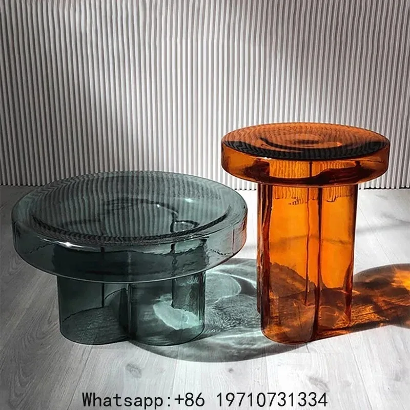 

Nordic Creative Glass Coffee Table Living Room Sofa Side Tables Combination Handmade Coffee Table Round Light Luxury Tables